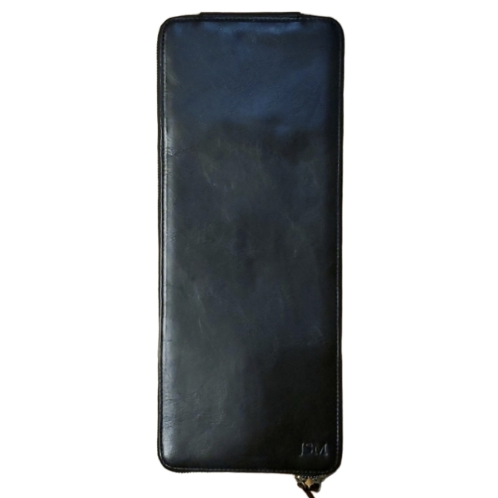 Red Envelope‎ Mens Black Leather Tie Travel Case